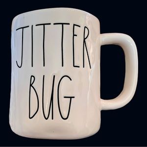 NEW RAE DUNN MUG JITTER BUG Artisan collection by Magenta 4 1/2” high 3 1/2” top
